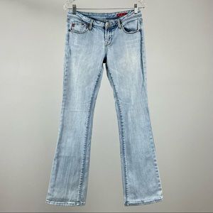Seven7 Light Wash Flare Distressed Faded Jeans 31